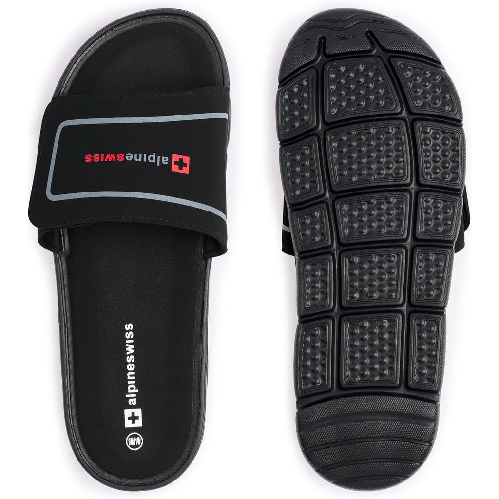 Alpine Swiss Gabe Men'S Cloud Slide Sandals | Ultra-Comfortable Shock-Absorbing Foam Insole With Arch Support | Adjustable Strap Waterproof Anti-Slip Traction | Great For Recovery Gym Shoes