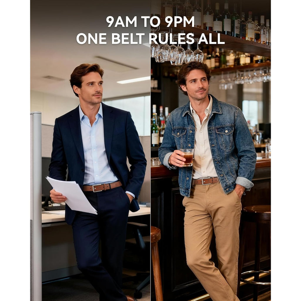 Chaoren Mens Belt Leather - 1 3/8" Dress Belts For Men - Considerate Gift For Work Business Casual Jeans