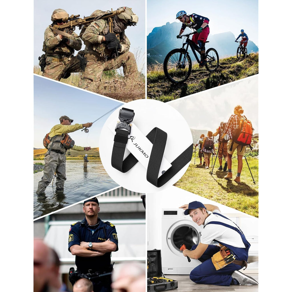 Jukmo Tactical Belt, Military Hiking Rigger 1.5" Nylon Web Work Belt With Heavy Duty Quick Release Buckle