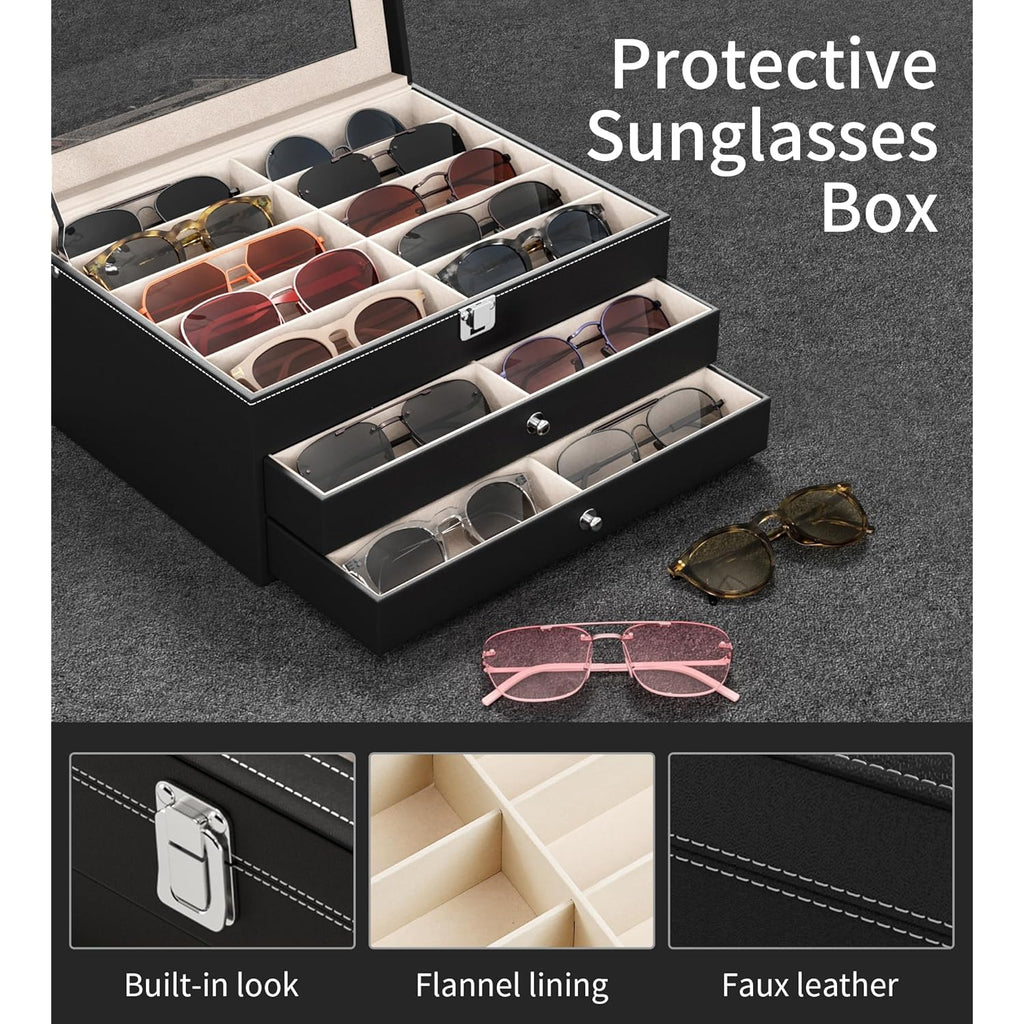10/30 Slots Sunglass Organizer For Multiple Pairs Of Eyeglass See-Through Display Case Storage Box For Women Men
