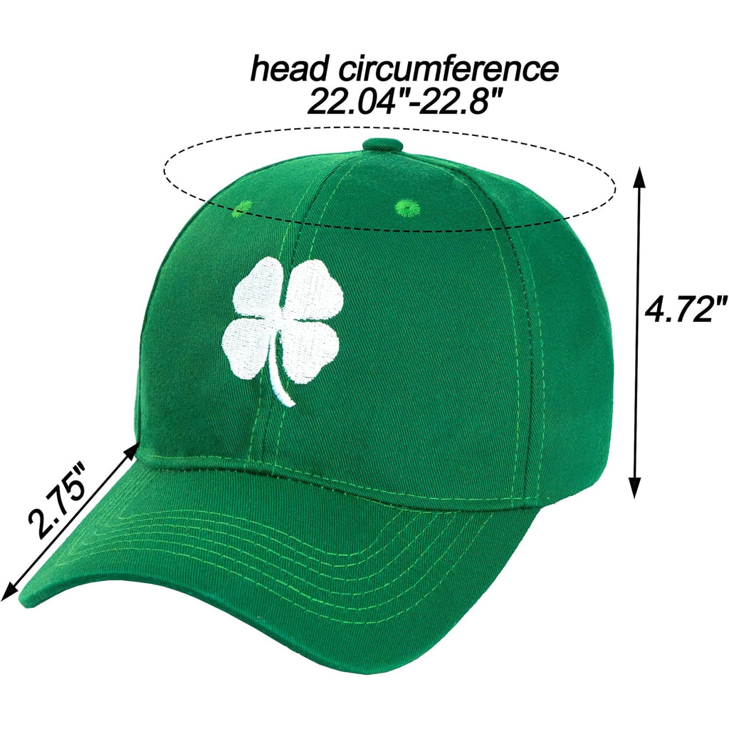 St. Patrick'S Day 4 Leaf Clover Baseball Hat Adjustable Embroidery Shamrock Baseball Cap For Men And Women