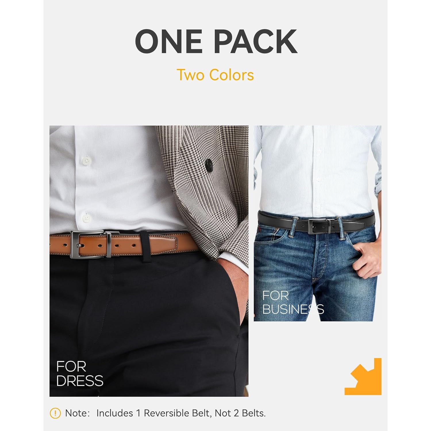 Chaoren Reversible Belt Men 1 Piece - 1.25" Leather Dress Belt - Trim To Fit For Elegant Style