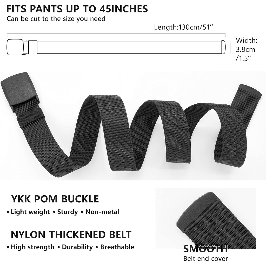 Lxmy Work Belts For Men,Belts For Men,Adjustable Nylon Canvas Fabric Golf Belt,No Metal Buckle, Fast Pass Through The Airport Security,Suitable For Work And Travel