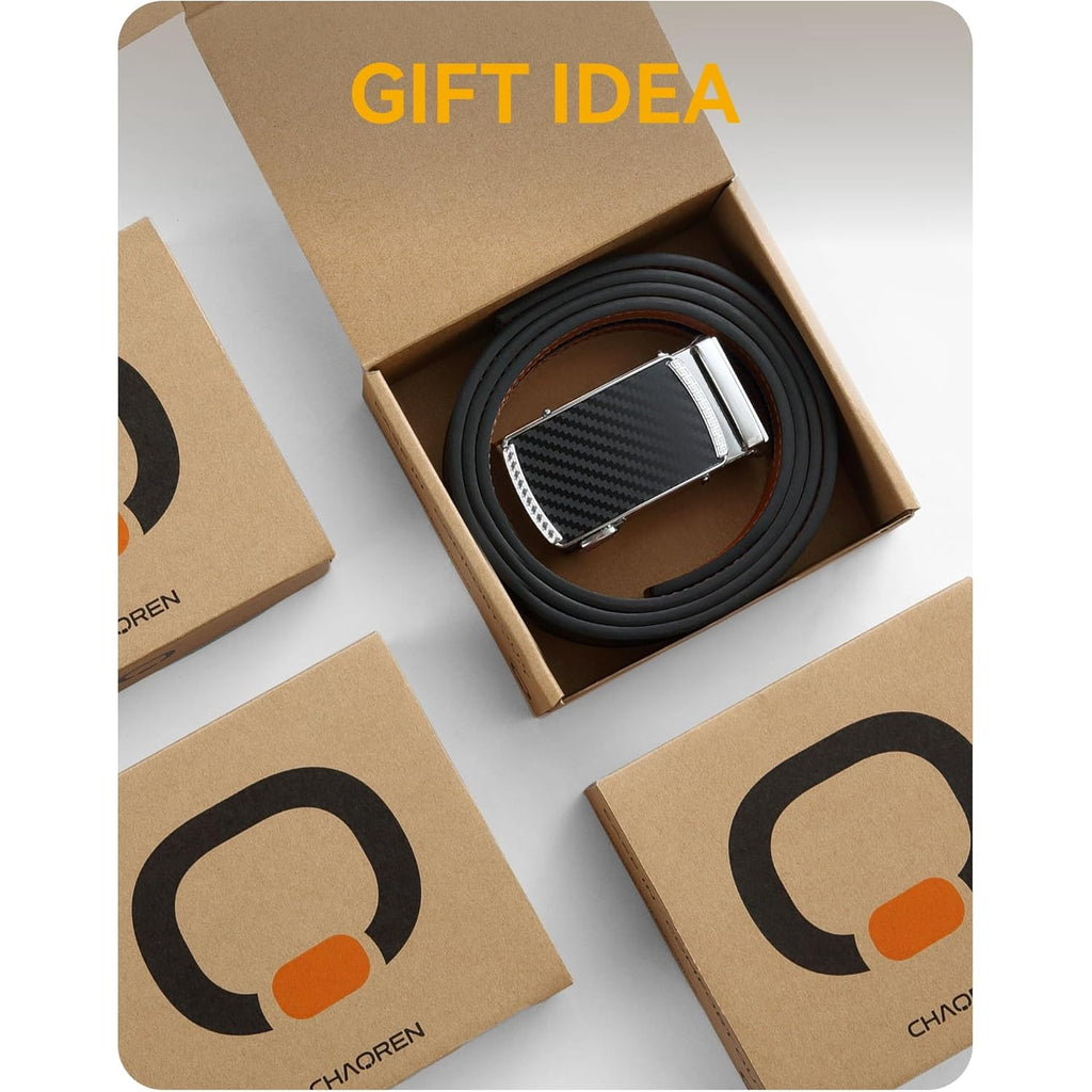 Chaoren Mens Belt Leather Ratchet Belt - Customizable Fit, Effortless Style (35Mm)