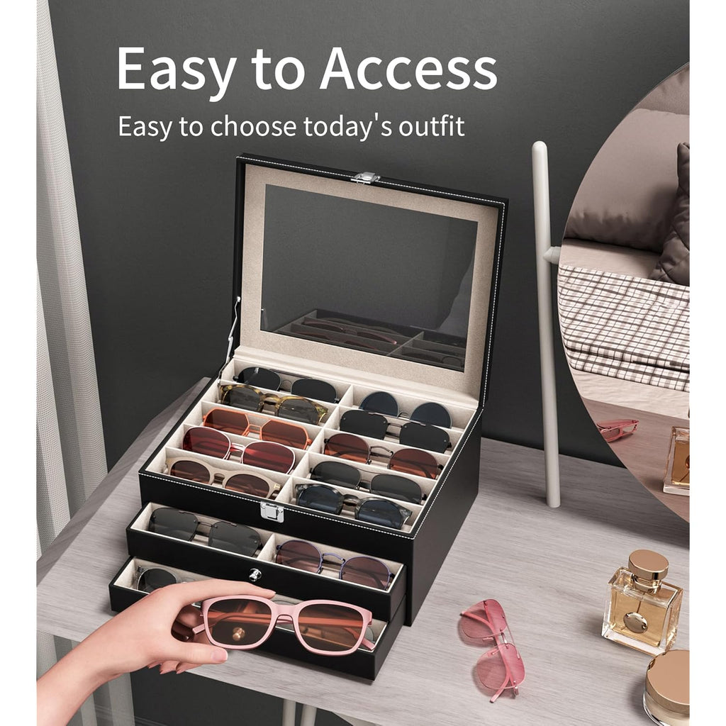 10/30 Slots Sunglass Organizer For Multiple Pairs Of Eyeglass See-Through Display Case Storage Box For Women Men