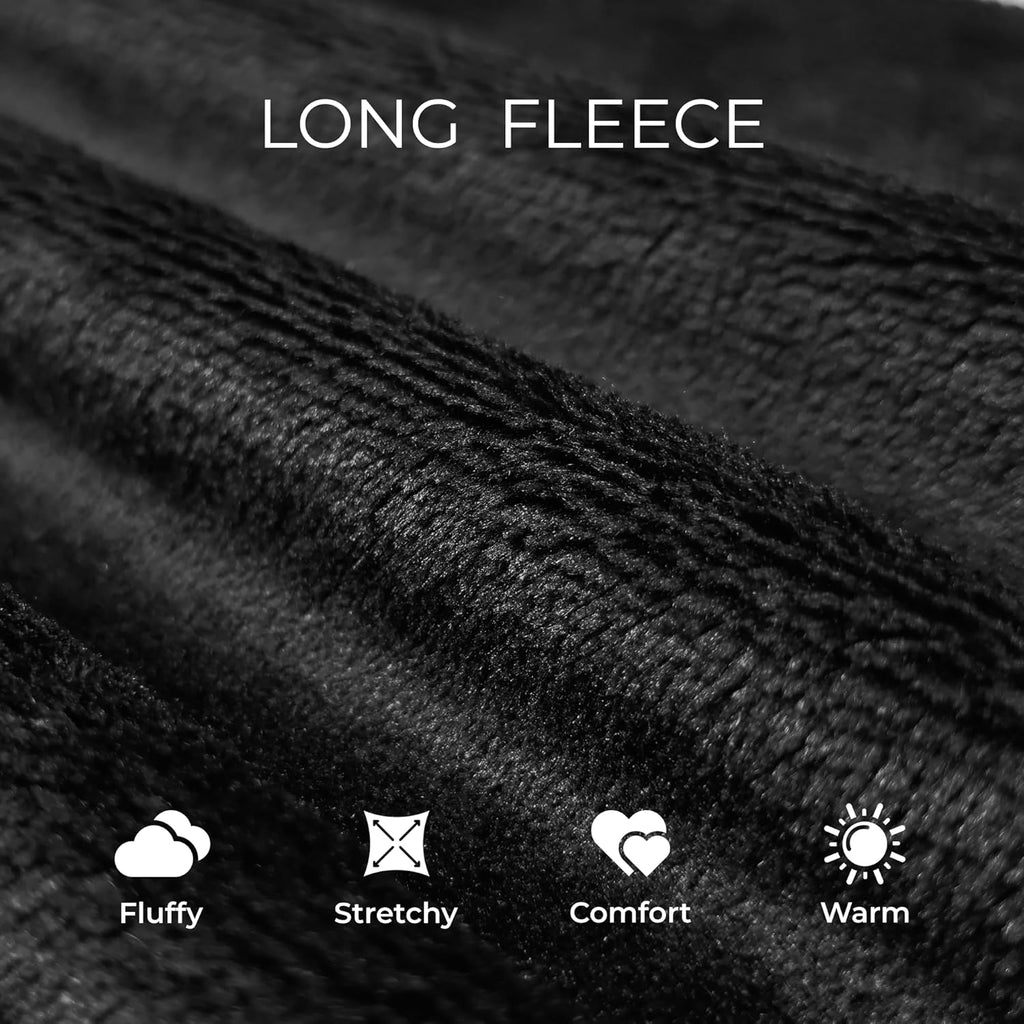 Mens Hooded Fleece Robe, Lightweight Soft Warm Fleece Bathrobe Shower Spa Long Robe With Pockets