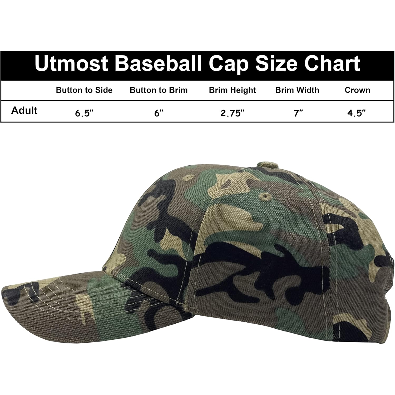 Utmost Structured Baseball Cap With Adjustable Closure - Performance Hat For Outdoor Activities And Custom Embroidery (1Pc Camo Woodland)