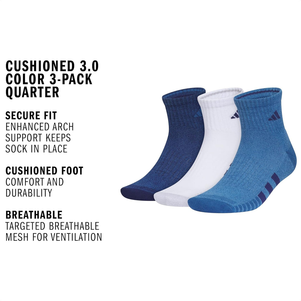 Adidas Men'S Cushioned Quarter Ankle Socks (3 Pairs) Durable & Comfortable