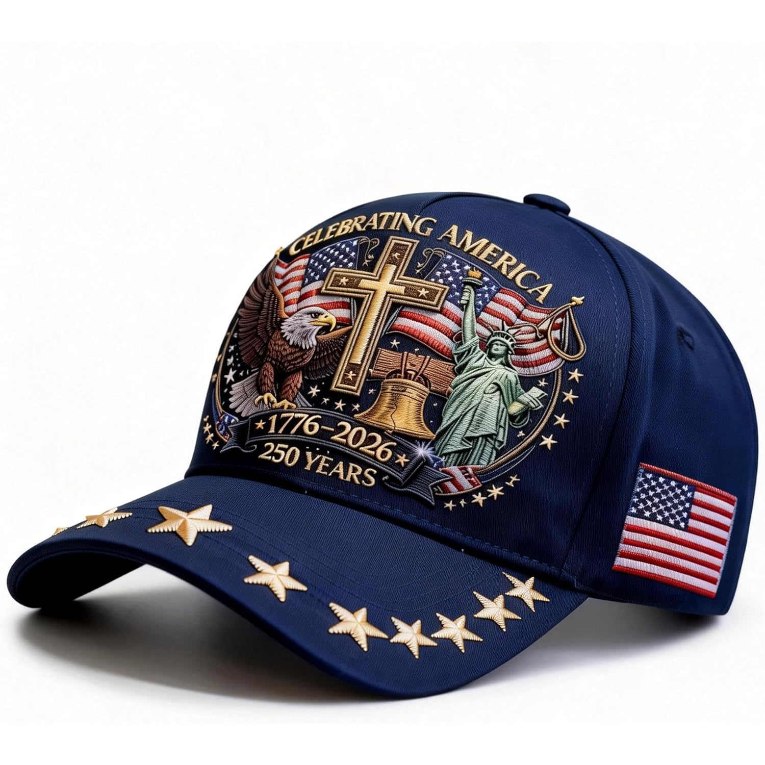 250 Anniversary Usa Hat,Eagle Liberty Cross Printed Pattern,America 250Th Merchandise,Adjustable Baseball Cap For Men Women