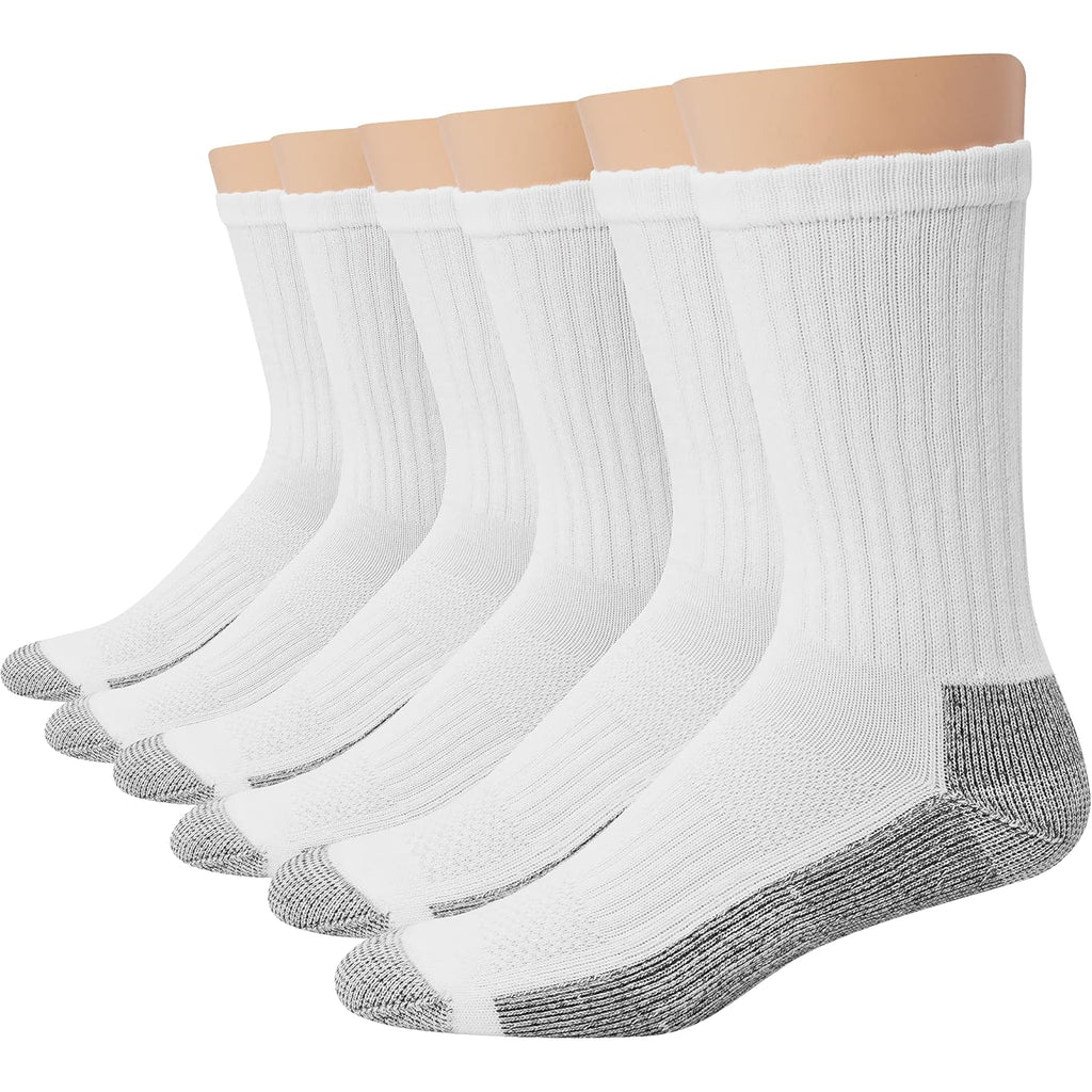 Hanes Men'S Work Socks, Cushioned Crew Socks, Moisture-Wicking Socks & Odor Control, Black & White, 6 & 12 Pack Available