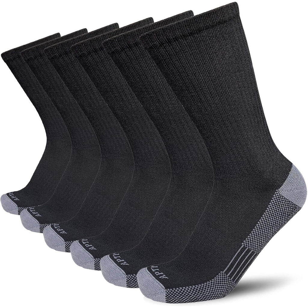 Aptyid Men'S Moisture Wicking Cushioned Crew Work Boot Socks (4-6 Pairs)