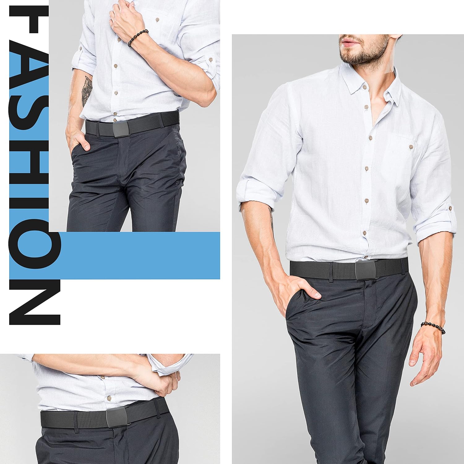 Lxmy Work Belts For Men,Belts For Men,Adjustable Nylon Canvas Fabric Golf Belt,No Metal Buckle, Fast Pass Through The Airport Security,Suitable For Work And Travel