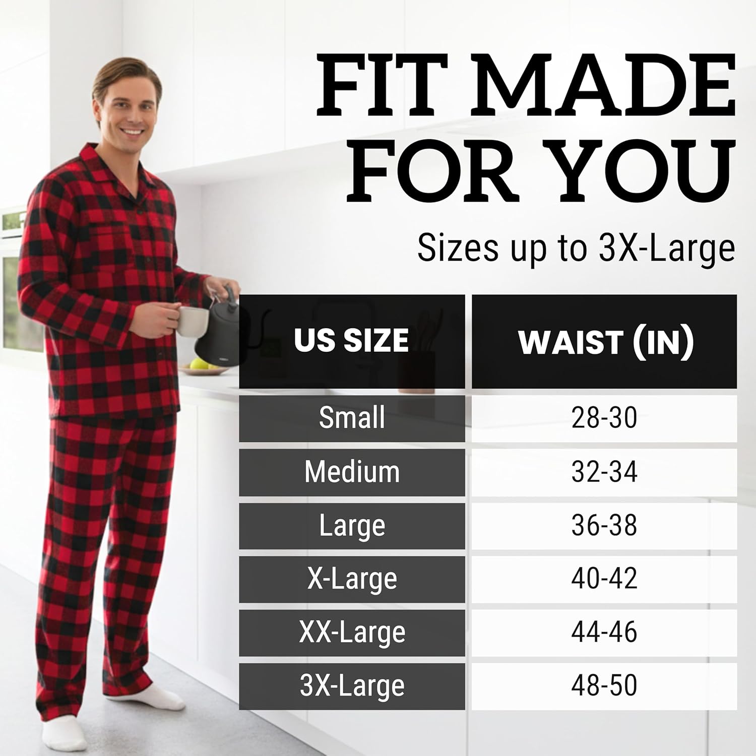 #Followme Men’S Plaid Button Front Flannel Pajamas Set - Long Sleeve Long Pant