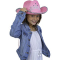 Skeleteen Pink Cowboy Hat - Pink Sequin Cowgirl Princess Hat With Crown Tiara Design