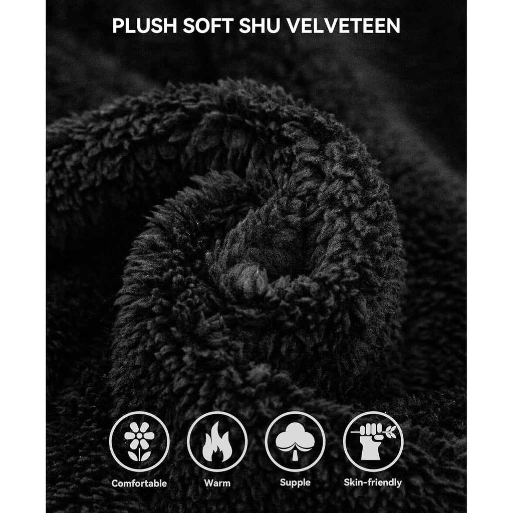 Yoimira Mens Robe With Hood, Big And Tall Plush Fleece Long Robe For Men Full-Length Bathrobe Cozy And Warm With Pockets