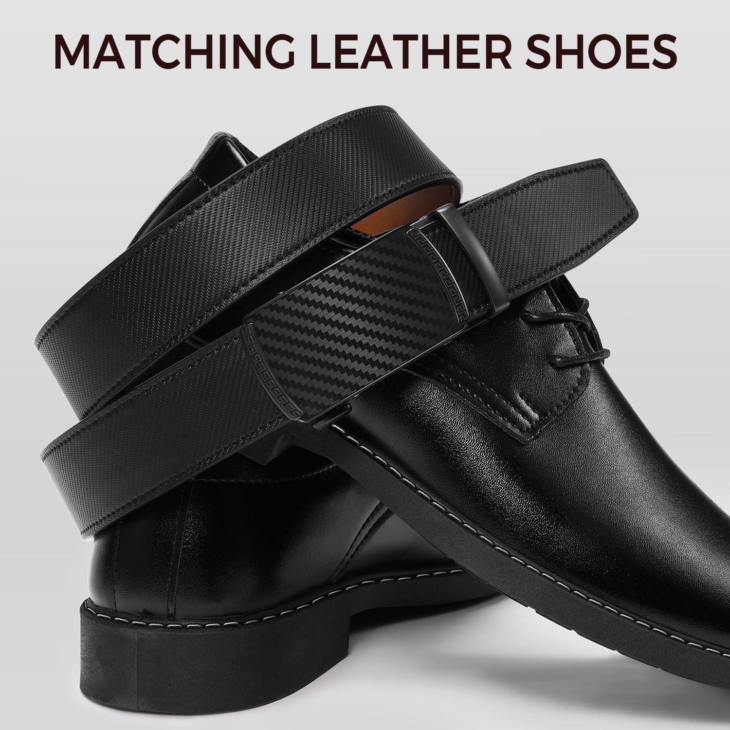 Zitahli Belt Men,Leather Ratchet Belt For Men Dress Casual Every Day With Adjustable Buckle,Trim To Fit For Gift