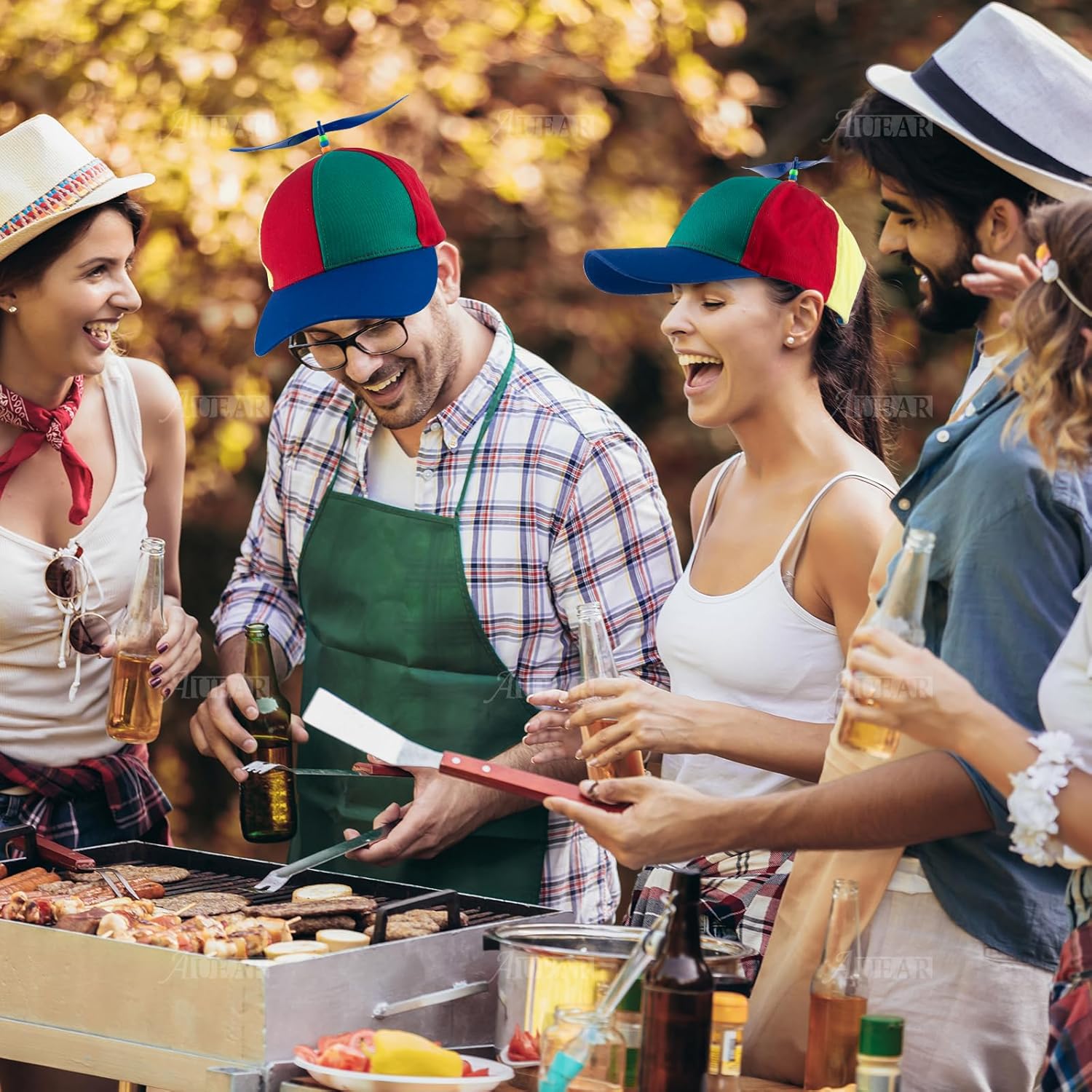 Auear, Detachable Adult Propeller Hat Baseball Cap Rainbow Top Hat Brightly Rainbow