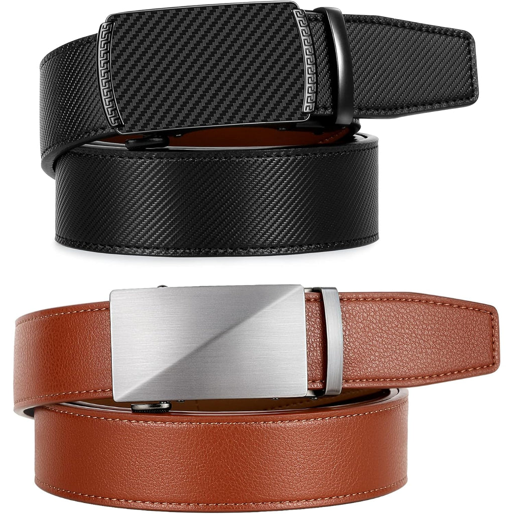Zitahli Ratchet Belt For Men - 2 Packs Leather Mens Belt For Gift Men Dress And Casual,Trim To Fit