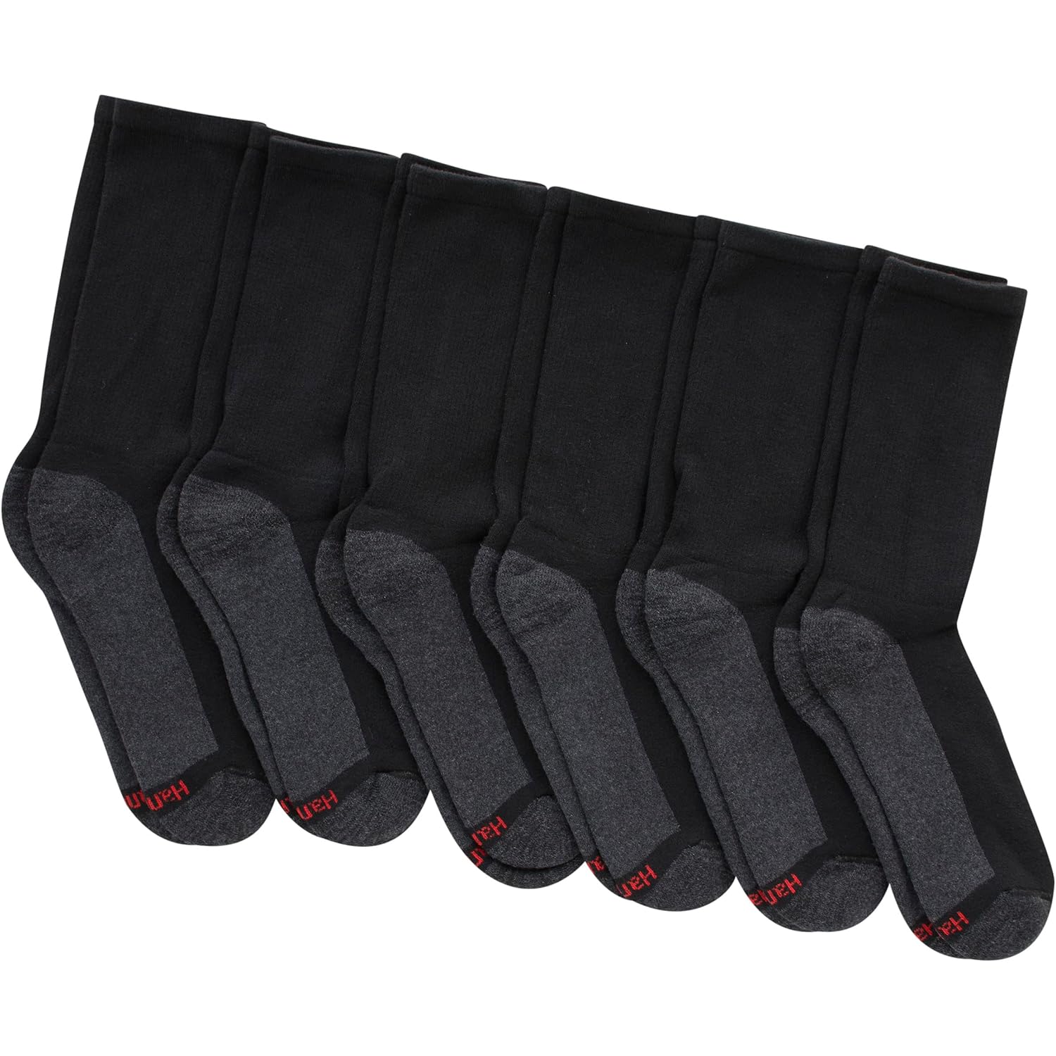 Hanes Mens Max Cushioned Crew Socks, Moisture-Wicking With Odor Control, Multi-Packcrew Sock