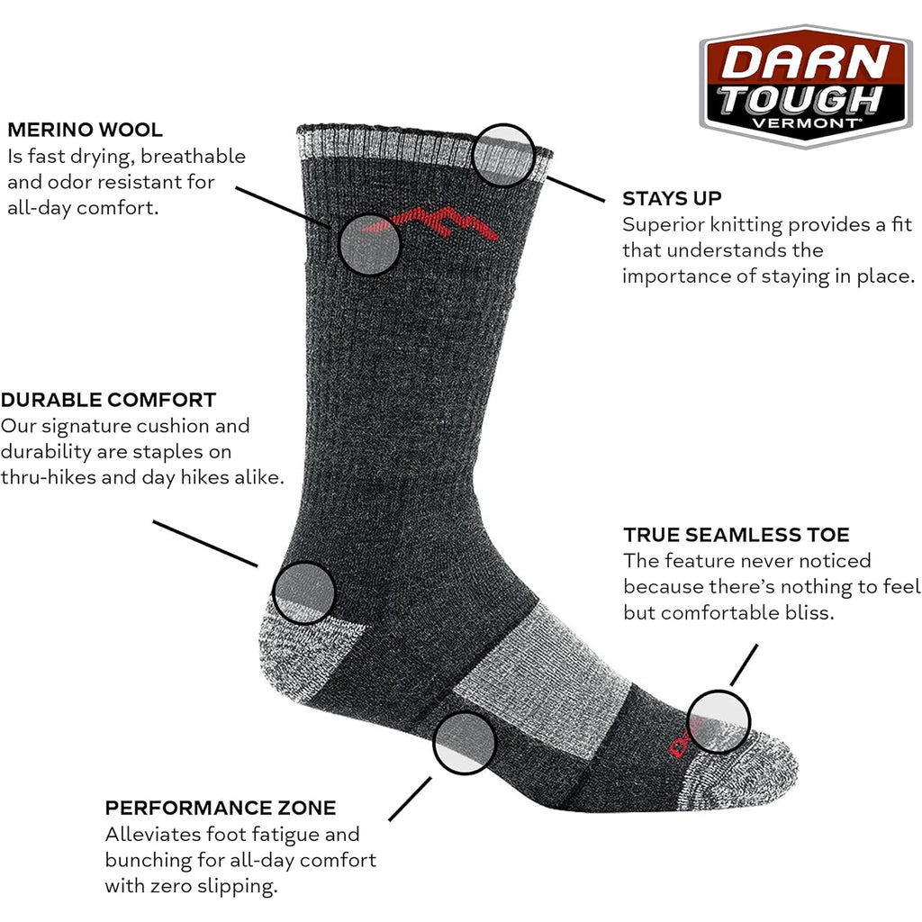 Darn Tough Merino Wool Boot Sock Full Cushion,Black,Large