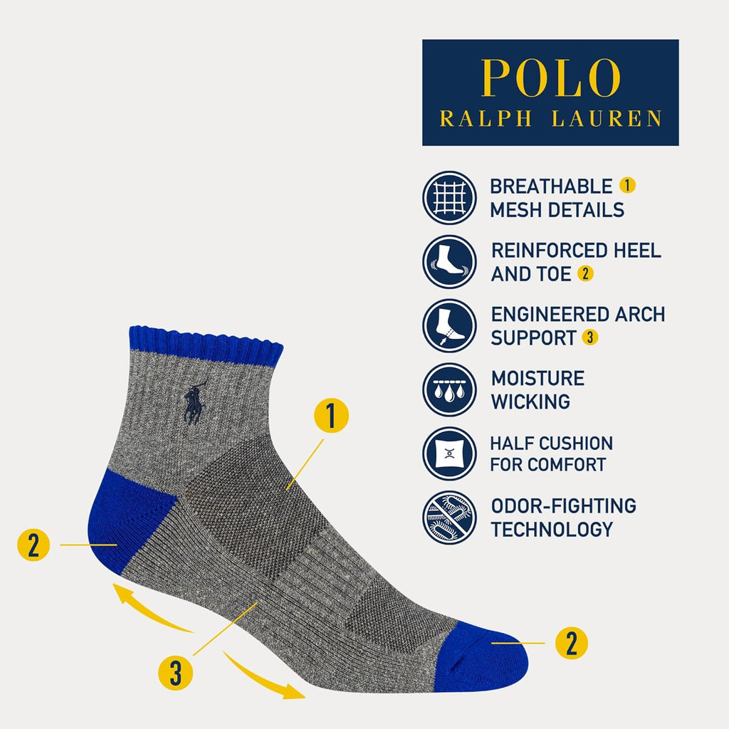 Polo Ralph Lauren Men'S Performance Cotton Quarter Socks