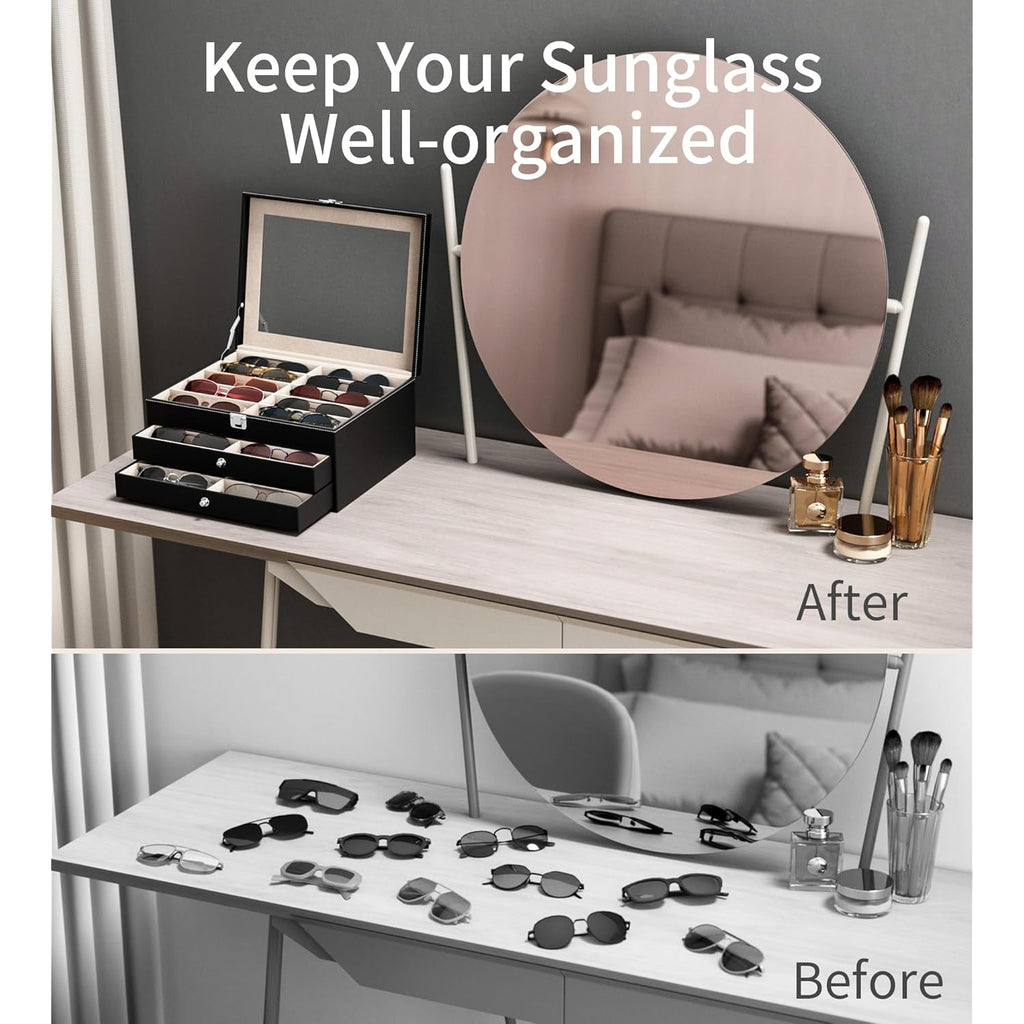 10/30 Slots Sunglass Organizer For Multiple Pairs Of Eyeglass See-Through Display Case Storage Box For Women Men