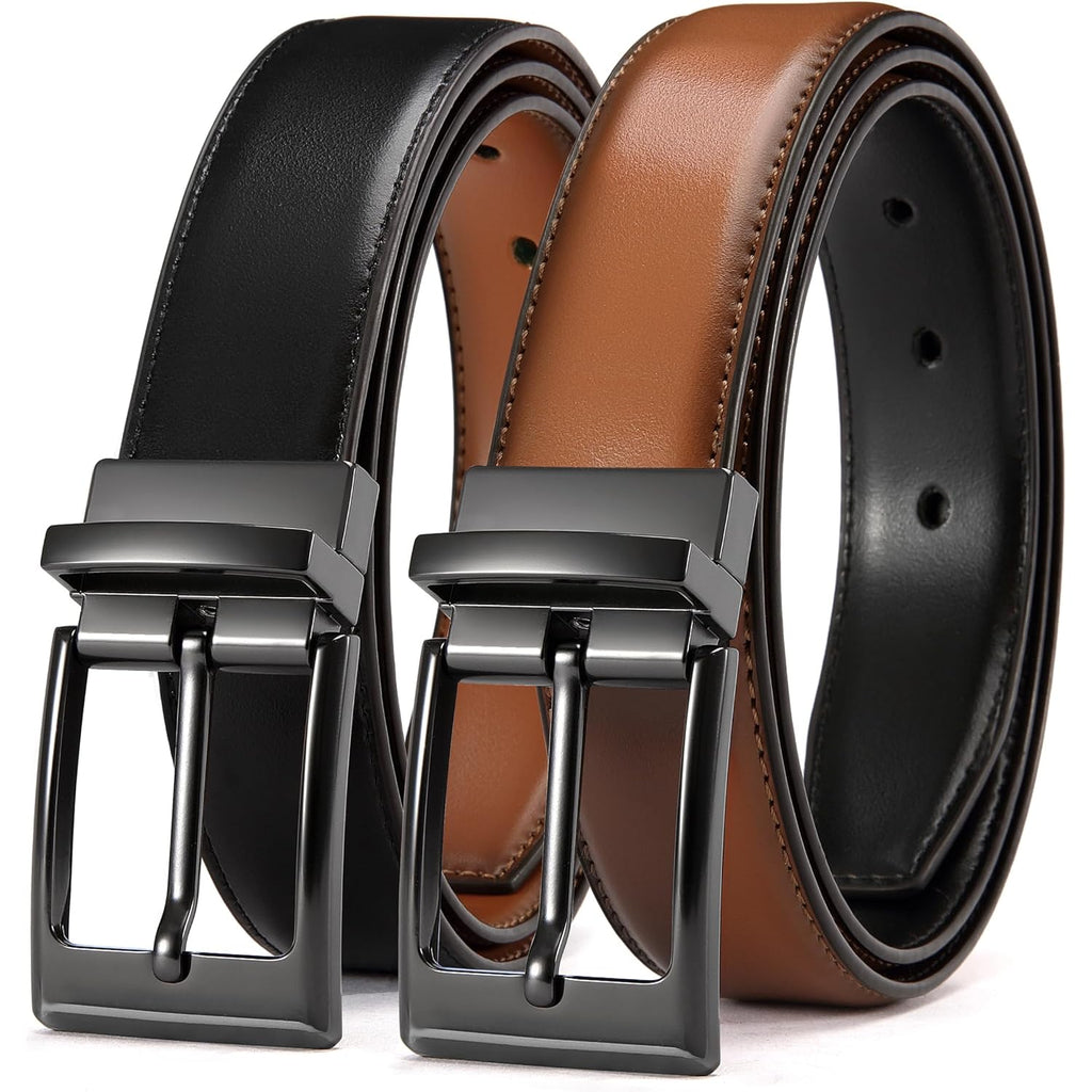 Chaoren Reversible Belt Men 1 Piece - 1.25" Leather Dress Belt - Trim To Fit For Elegant Style