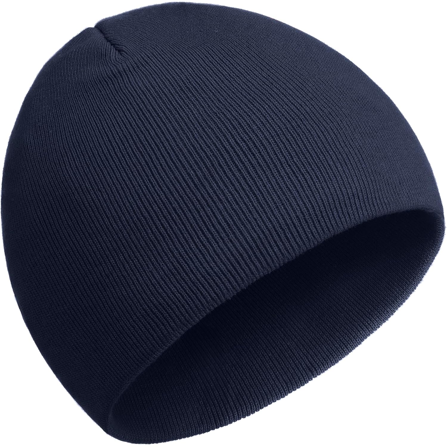 100% Cotton No Cuff Beanie Hat For Men Women, Cuffless Soft Warm Unisex Ribbed Knit Winter Fisherman Skull Cap