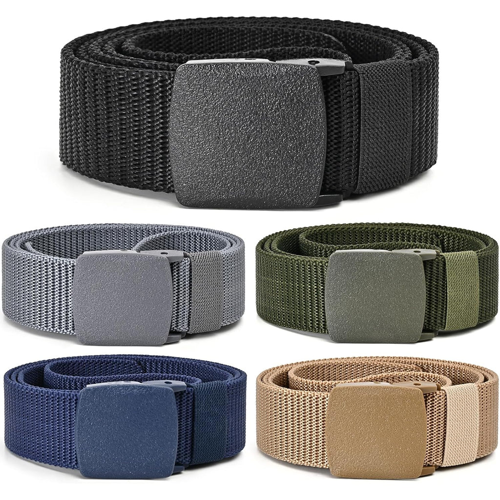 Tactical Men'S Nylon Belts,5 Pack Mens Belts Casual，Military Canvas Outdoor Metal-Free Belts