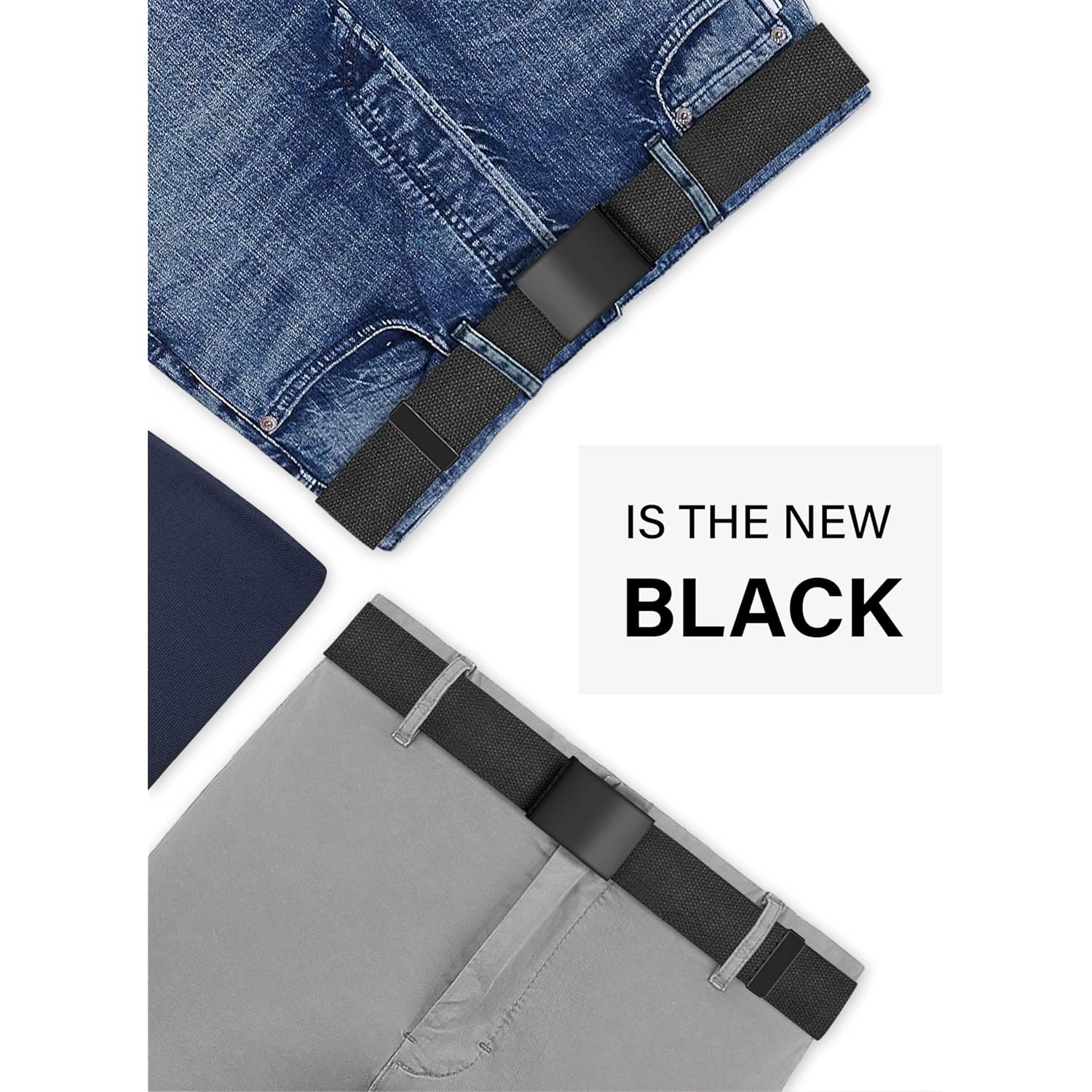 Lxmy Mens Belt,Work Belts For Men,Mens Holeless Adjustable Canvas Web Cloth Fabric Belts,Black Casual Dress Business Belt