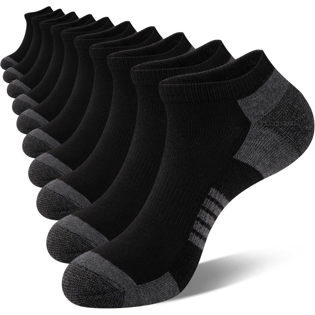 Coovan 10 Pairs Mens Ankle Socks Men 10 Pack Low Cut Comfort Cushion Casual Socks