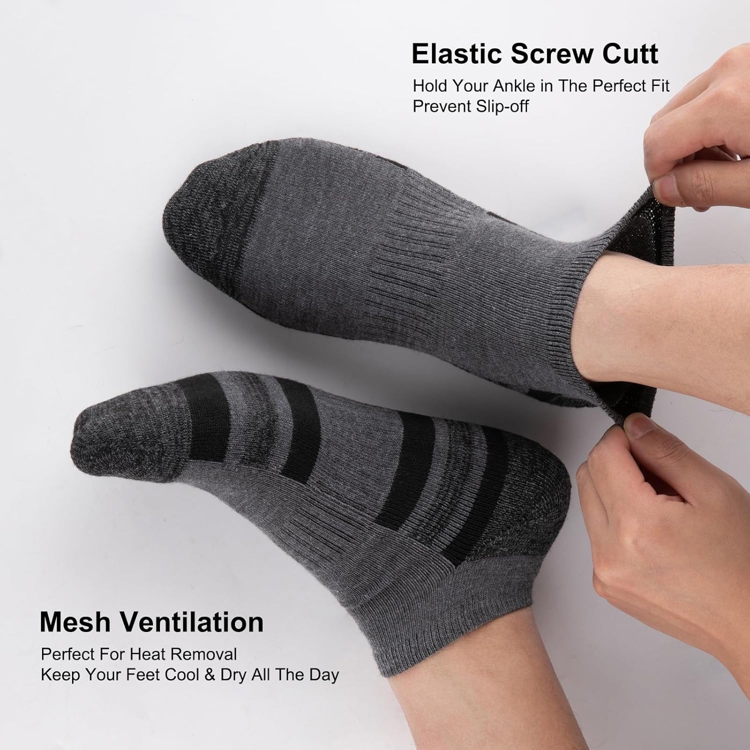 Coovan 12 Pack Mens Ankle Socks Low Cut Cushioned Comfort Breathable Casual Socks 12 Pairs