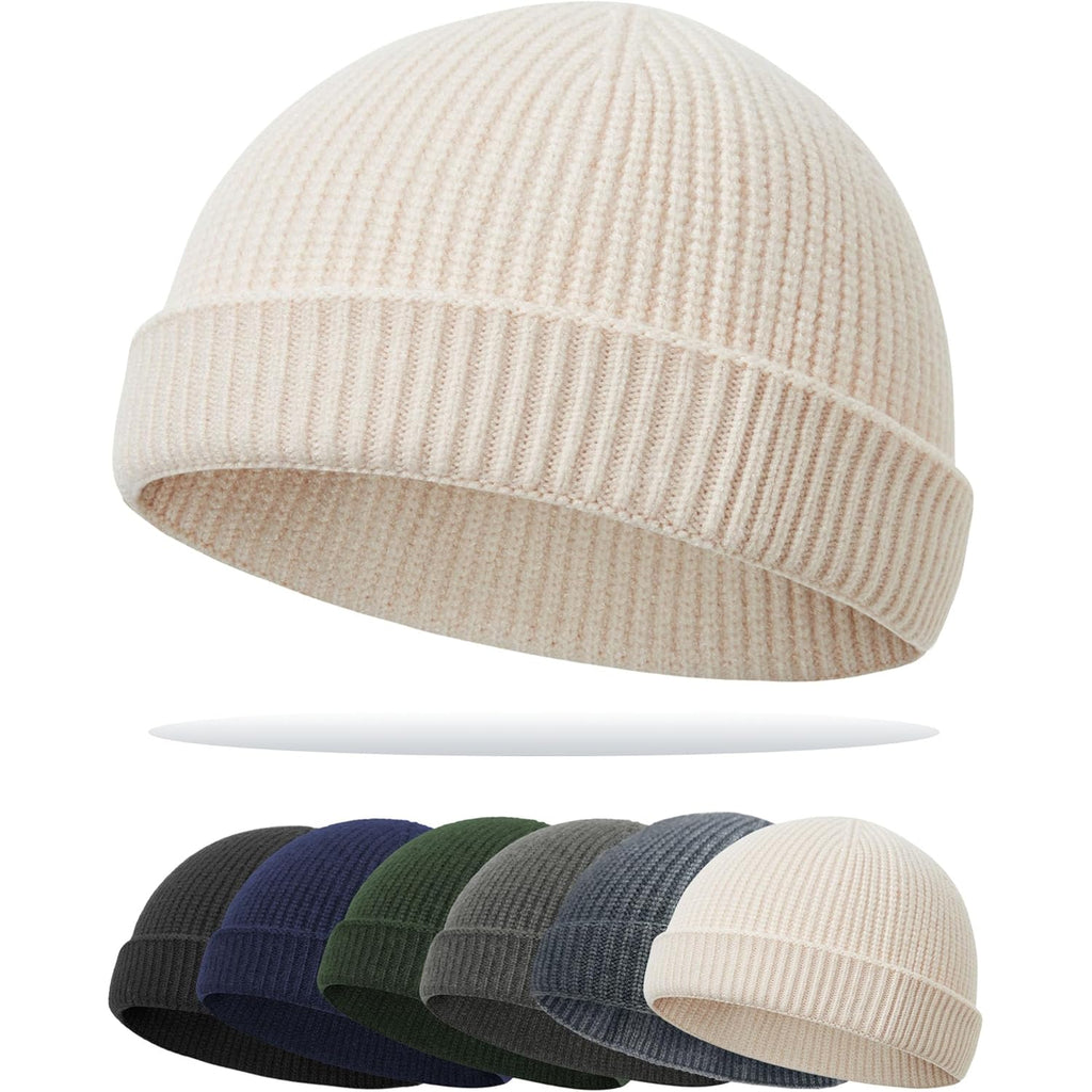 Thin Fisherman Beanie Hat For Men Women Fall Winter -Wool Knit Cuff Short Fashion Watch Cap,Trawler Slouchy Skull Cap