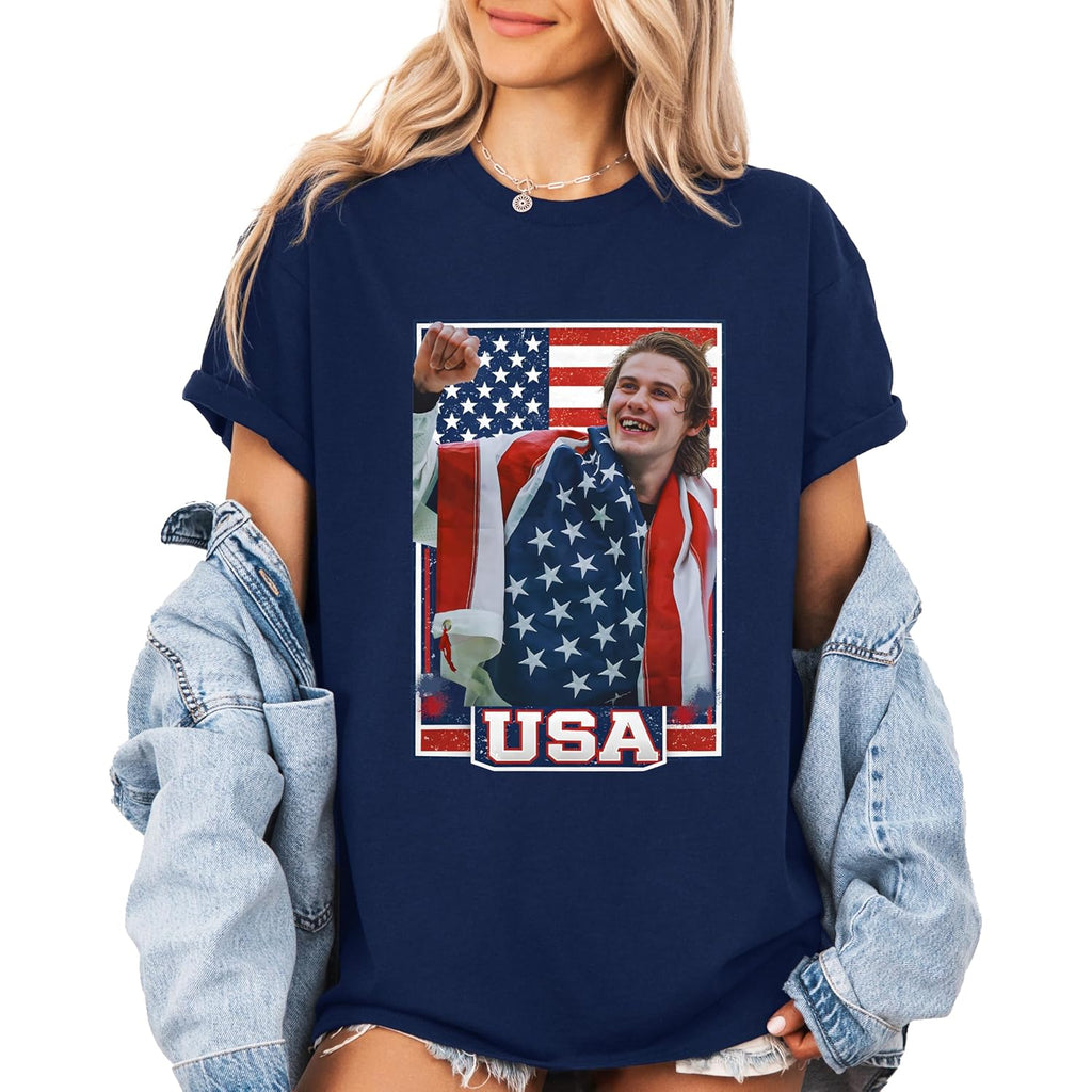 Jack Hughes Shirt, Jack Hughes Usa Gold Hockey Shirt, Patriotic Hockey Fan Tee, American Hockey Pride Gift Tshirt