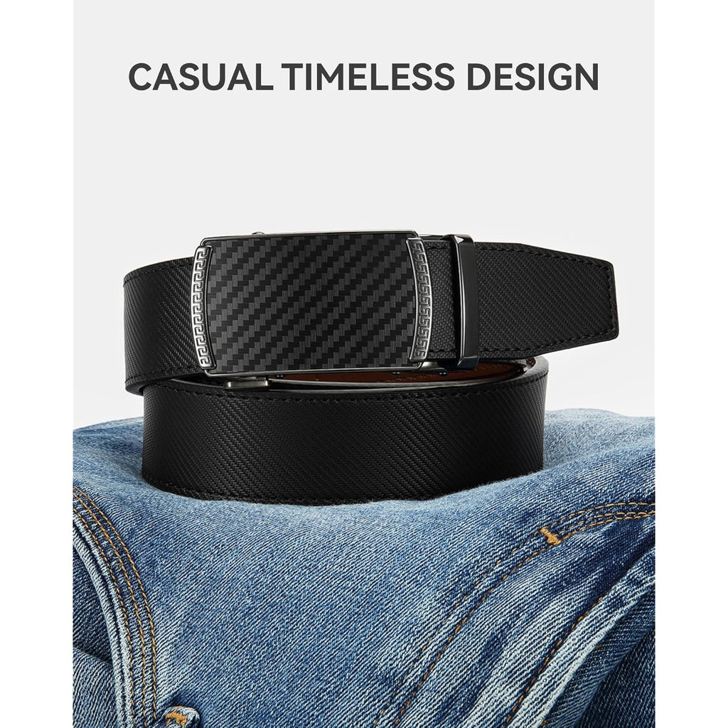 Chaoren Mens Belt Leather Ratchet Belt - Customizable Fit, Effortless Style (35Mm)