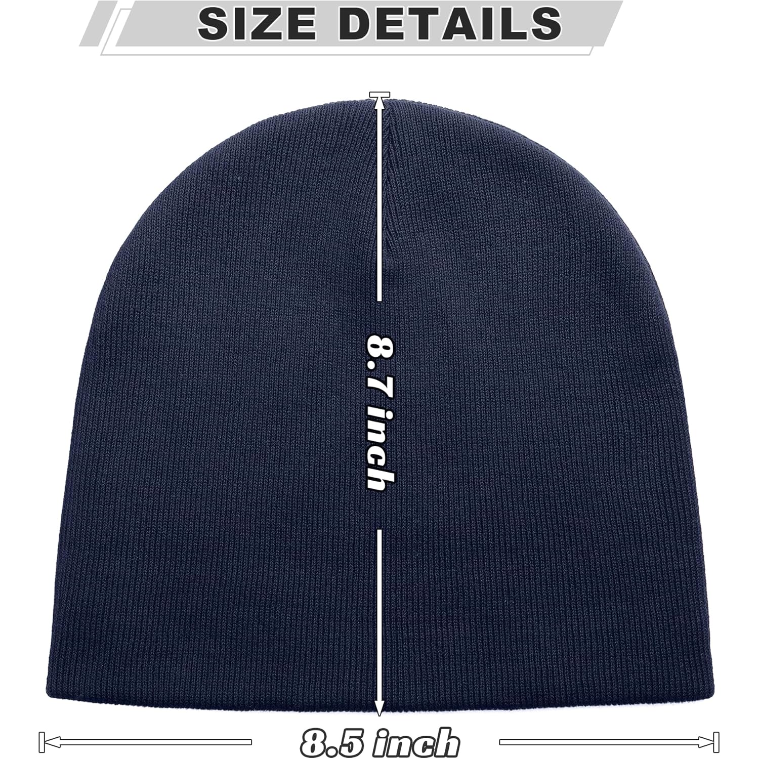 100% Cotton No Cuff Beanie Hat For Men Women, Cuffless Soft Warm Unisex Ribbed Knit Winter Fisherman Skull Cap