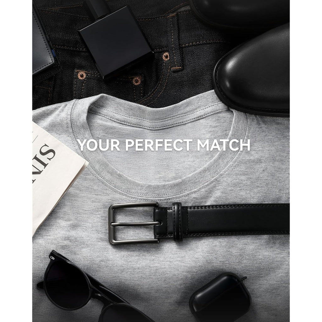 Chaoren Mens Belt Leather - 1 3/8" Dress Belts For Men - Considerate Gift For Work Business Casual Jeans