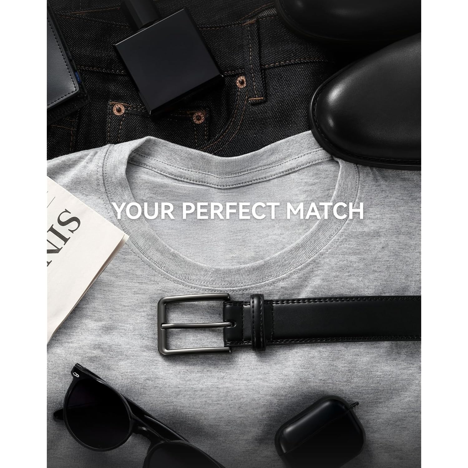 Chaoren Mens Belt Leather - 1 3/8" Dress Belts For Men - Considerate Gift For Work Business Casual Jeans