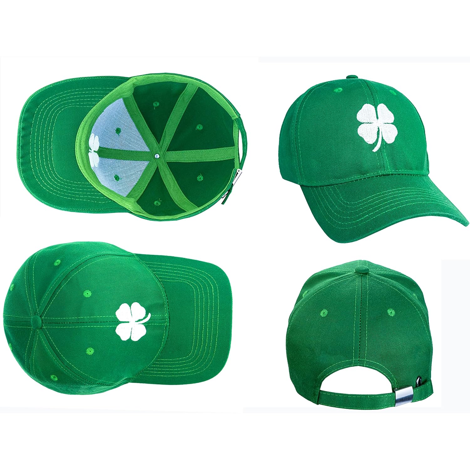 St. Patrick'S Day 4 Leaf Clover Baseball Hat Adjustable Embroidery Shamrock Baseball Cap For Men And Women