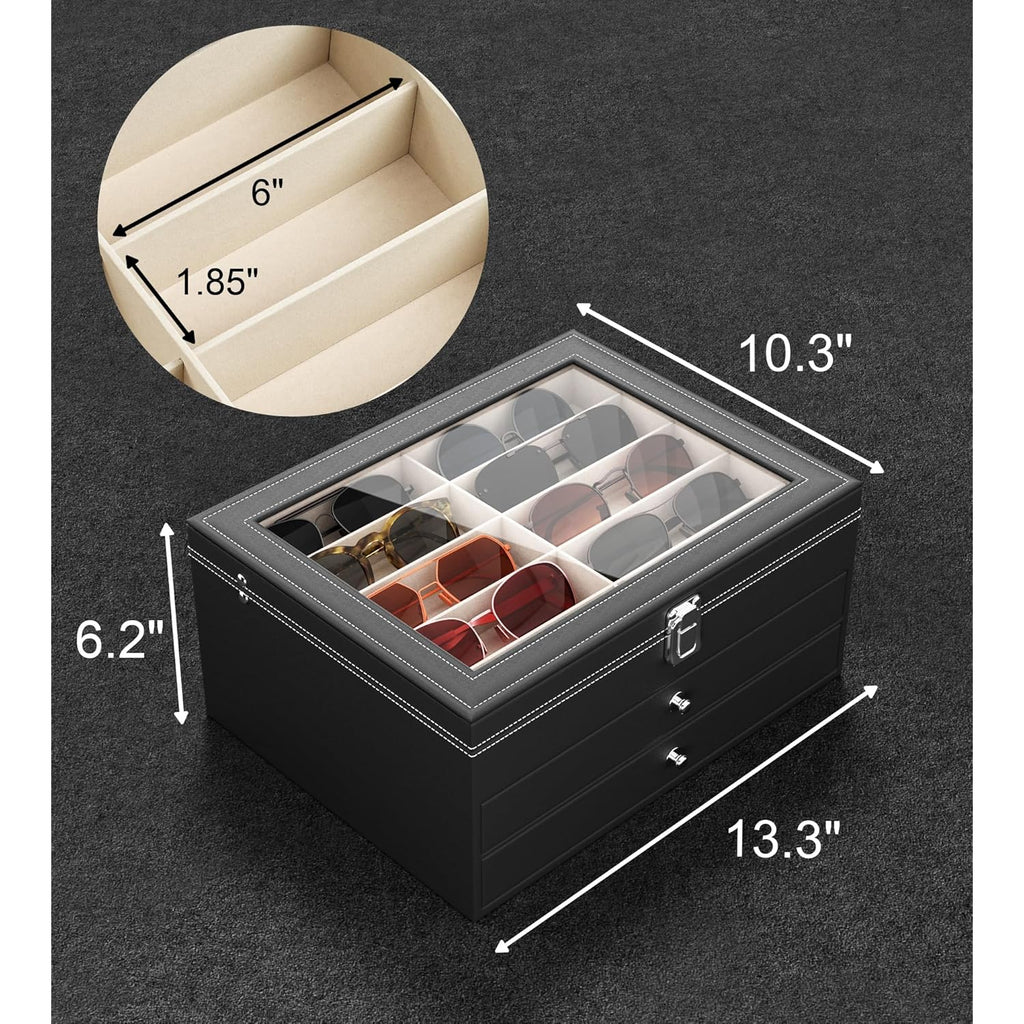 10/30 Slots Sunglass Organizer For Multiple Pairs Of Eyeglass See-Through Display Case Storage Box For Women Men