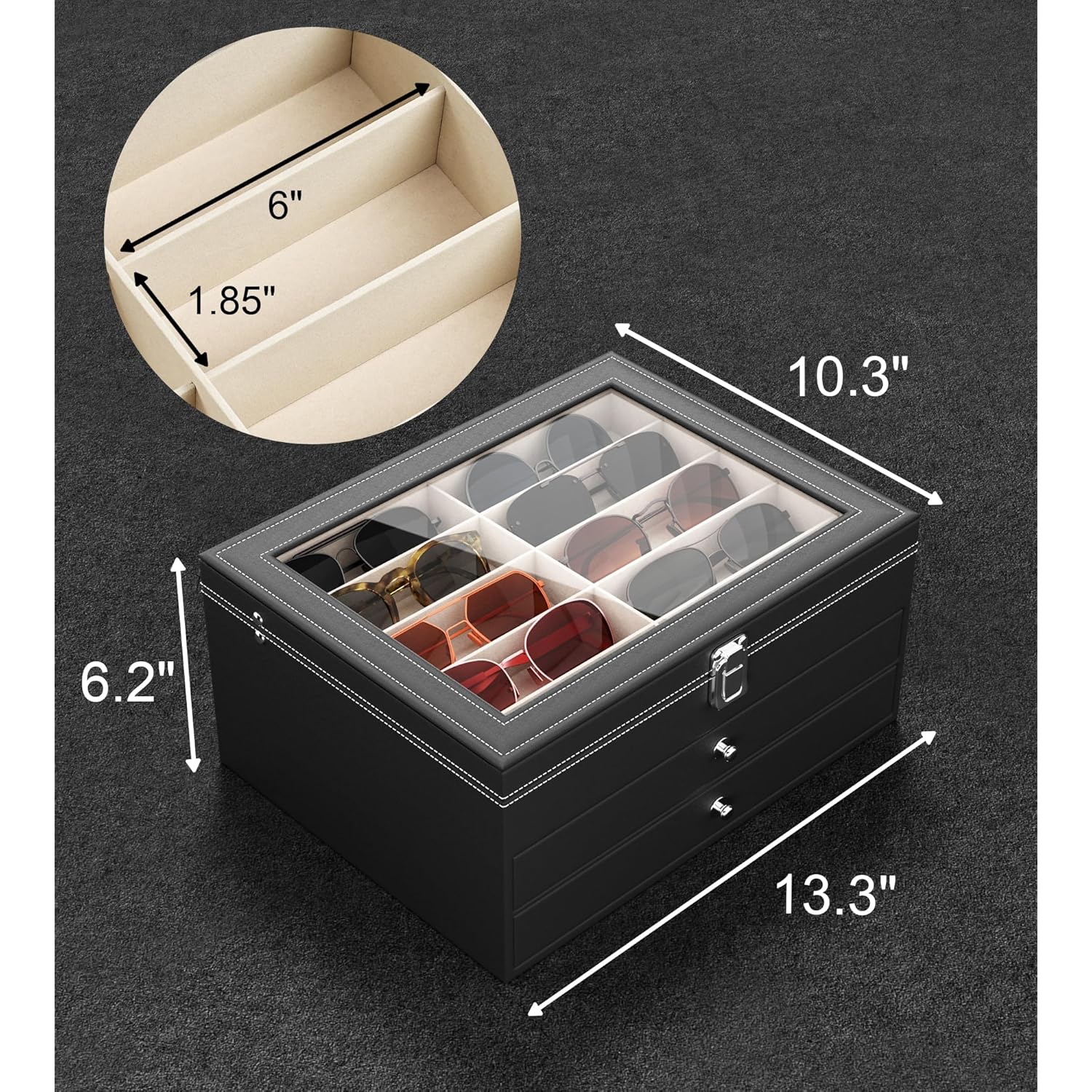 10/30 Slots Sunglass Organizer For Multiple Pairs Of Eyeglass See-Through Display Case Storage Box For Women Men