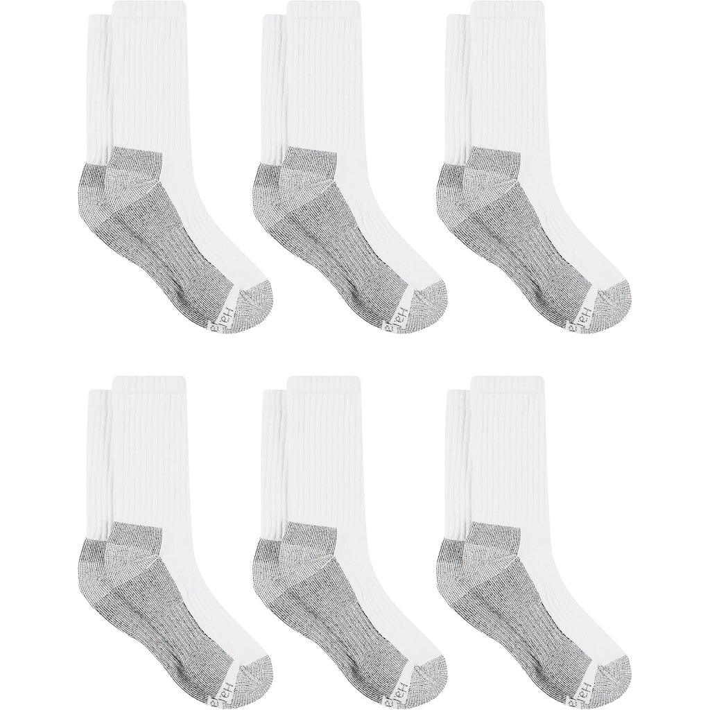 Hanes Men'S Work Socks, Cushioned Crew Socks, Moisture-Wicking Socks & Odor Control, Black & White, 6 & 12 Pack Available