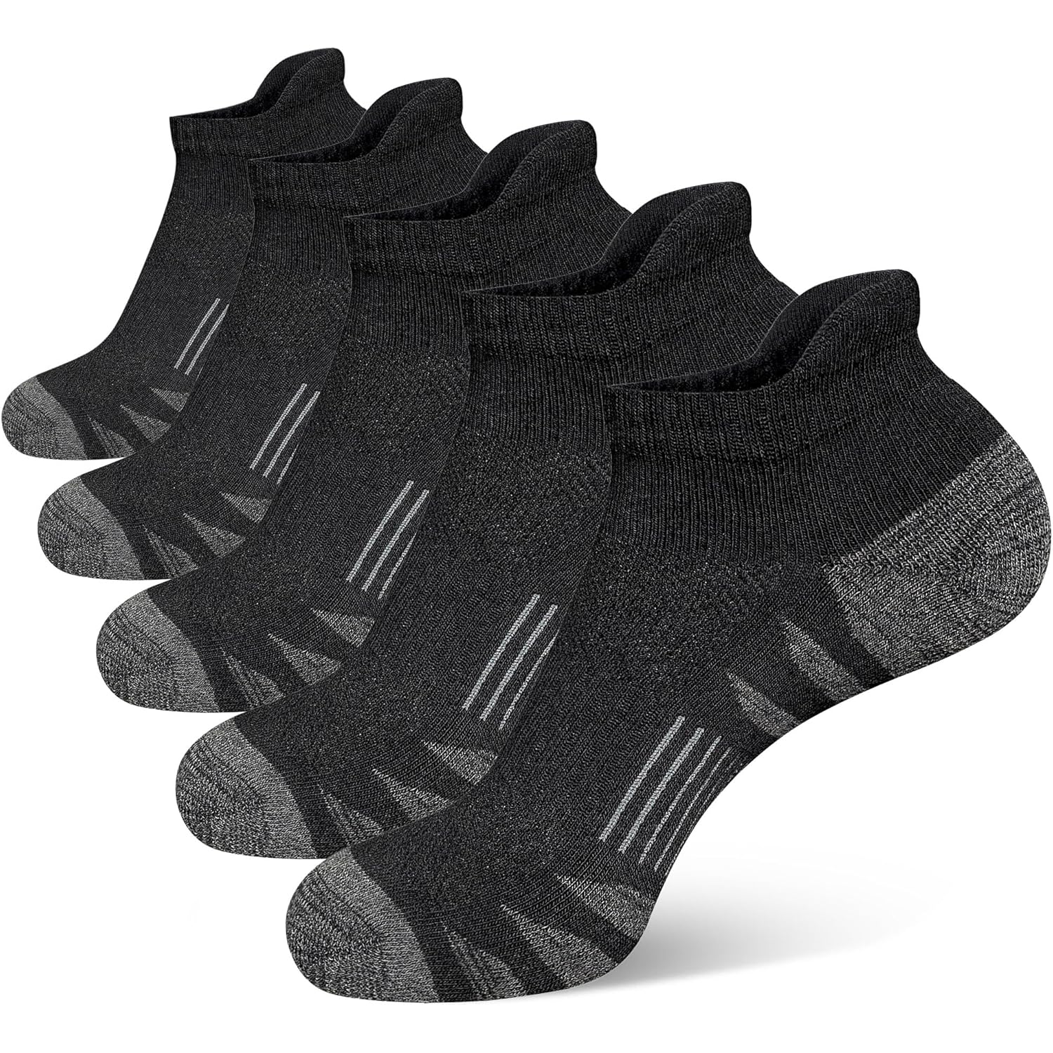 Men'S Athletic Cushioned Cotton Socks Anti-Blister Wicking Breathable Running Ankle Socks 5 Pairs