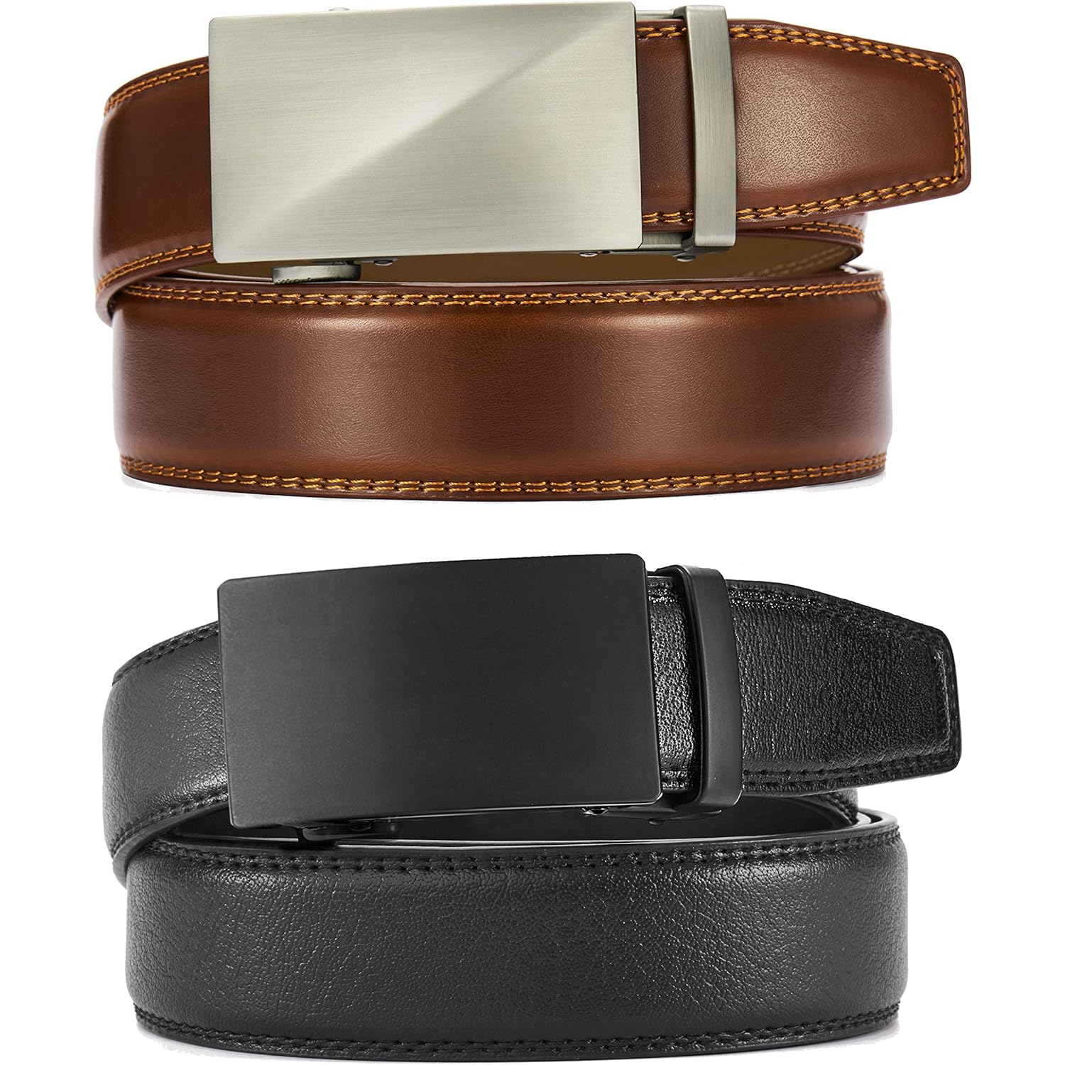 Chaoren Leather Ratchet Belt Men 2 Pack - Customizable Fit, Effortless Style (35Mm)