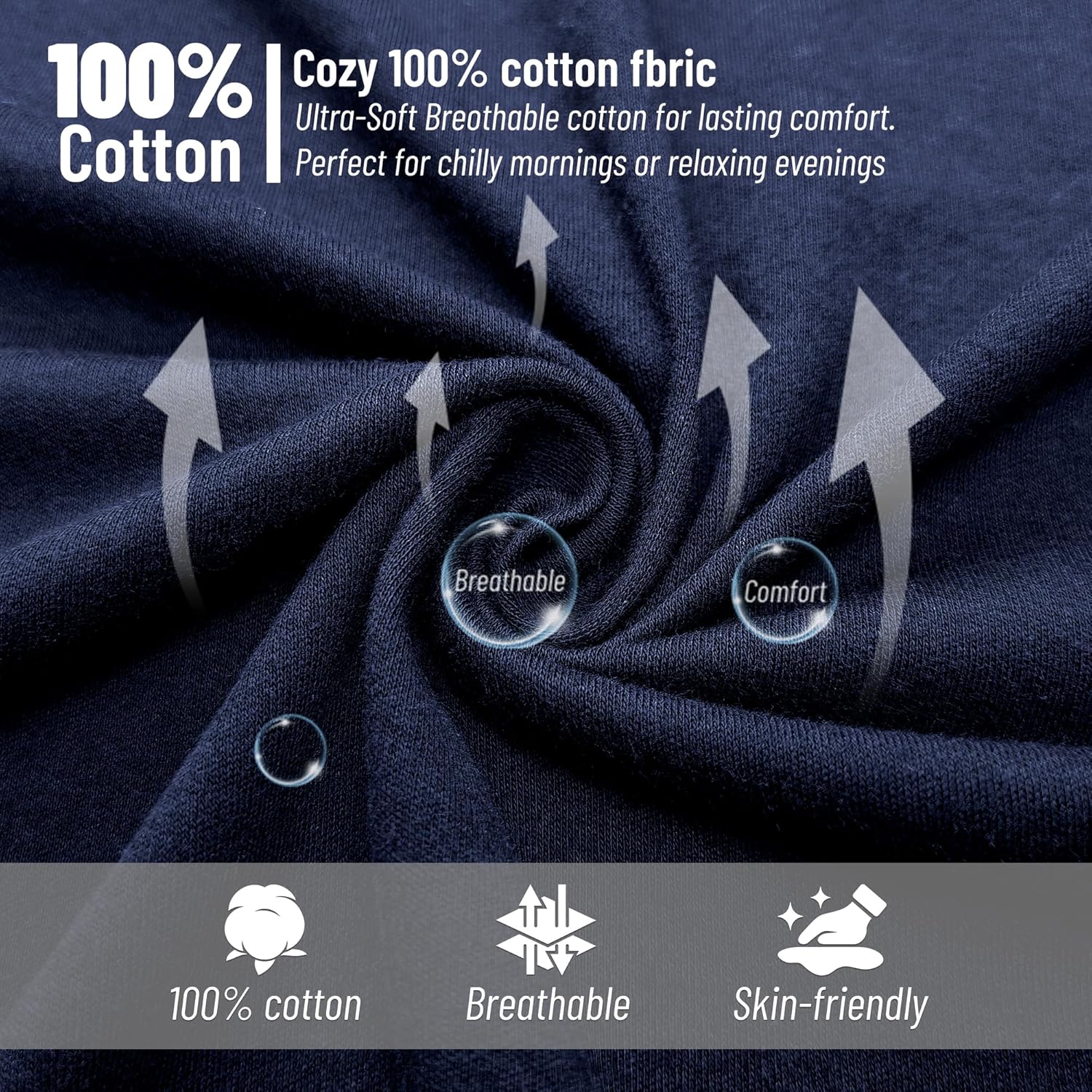 U2Skiin Men'S 100% Cotton Lightweight Robe, Soft Breathable Bathrobe With Pockets, Classic Kimono Spa Robe For Men