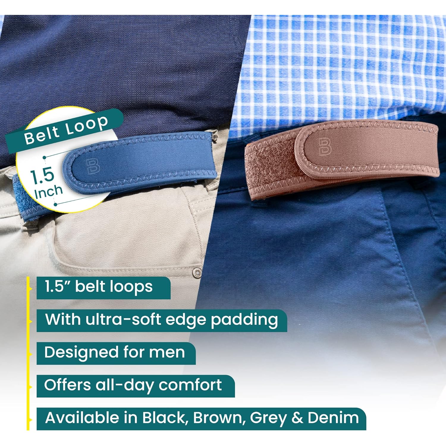 Beltbro Pro For Men – Next Generation Beltpro Buckle-Free Elastic Belt With Ultra-Soft Edge Padding - Fits 1.5 In Belt Loops